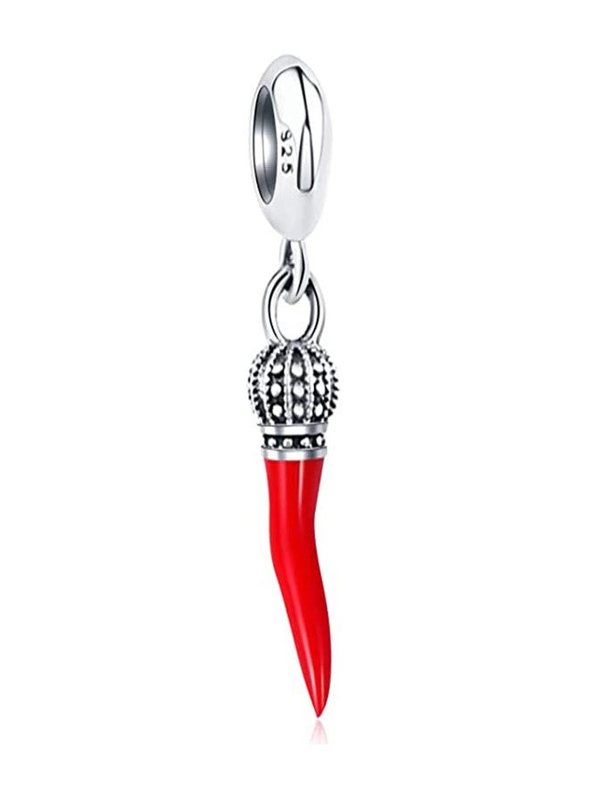 ARTCHARM Red Italian Horn Bead Crown Dangle Charm Authentic 925 Sterling Silver Chili Pepper Pendant Beads Fit European Bracelet - Image 1